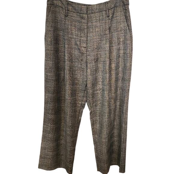 Jason Wu Wide Leg Plaid Single Pleat Metallic Thread Trouser Pants Women Size 8 - Picture 1 of 9